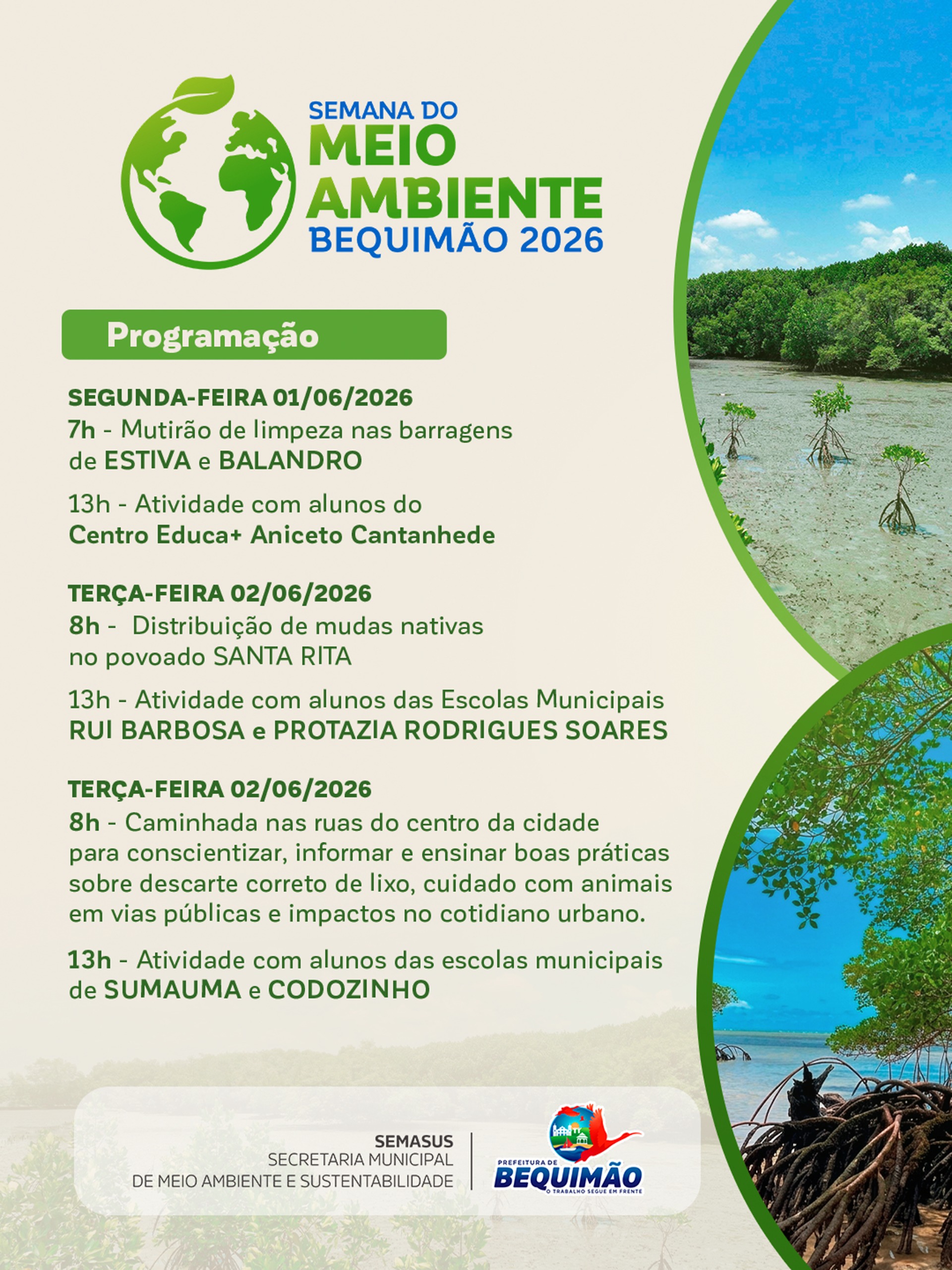 Prefeitura de Bequimão divulga programação da Semana do Meio Ambiente 2026